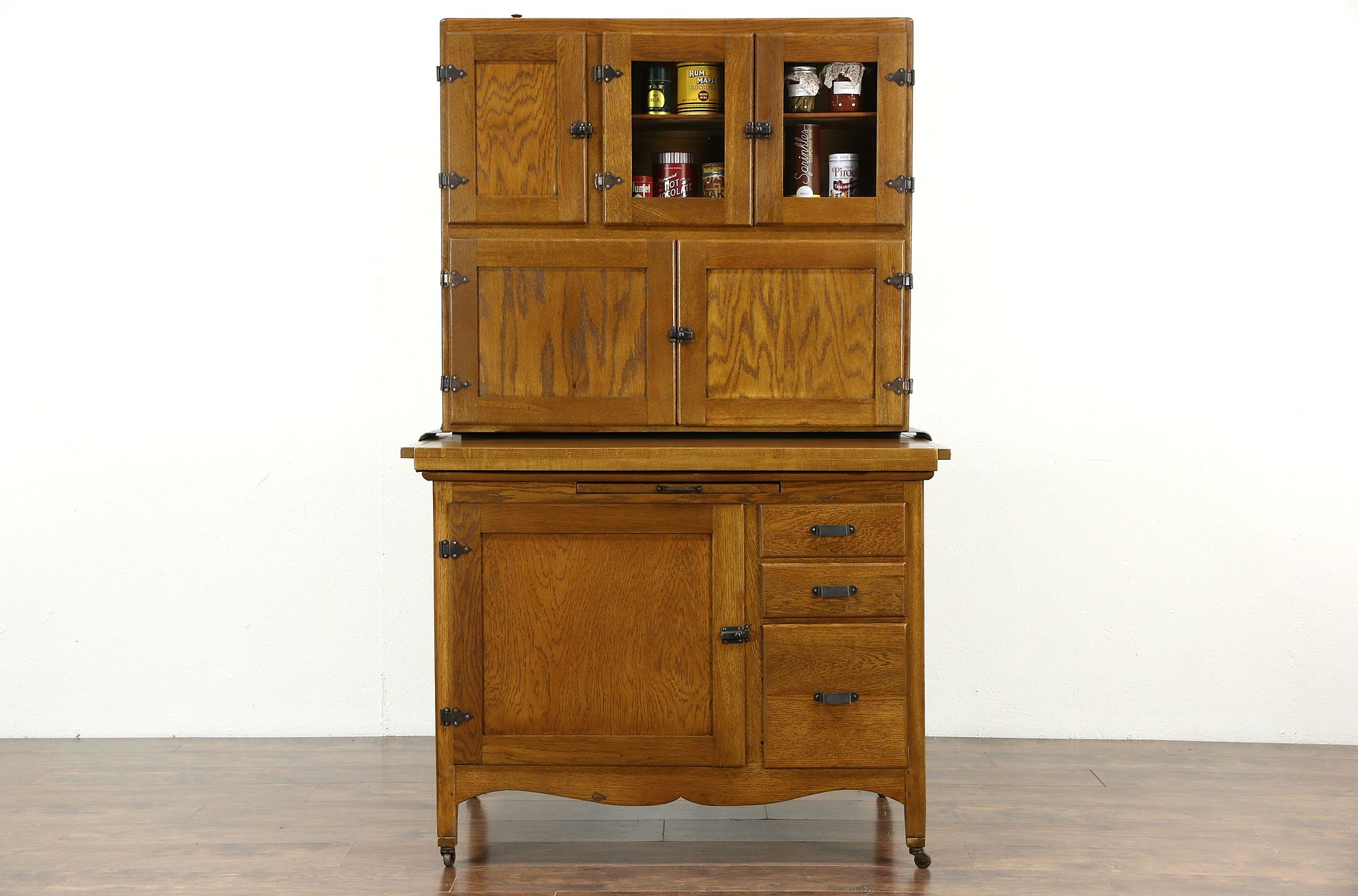Sold Hoosier Oak Maple 1915 Antique Kitchen Pantry Cupboard