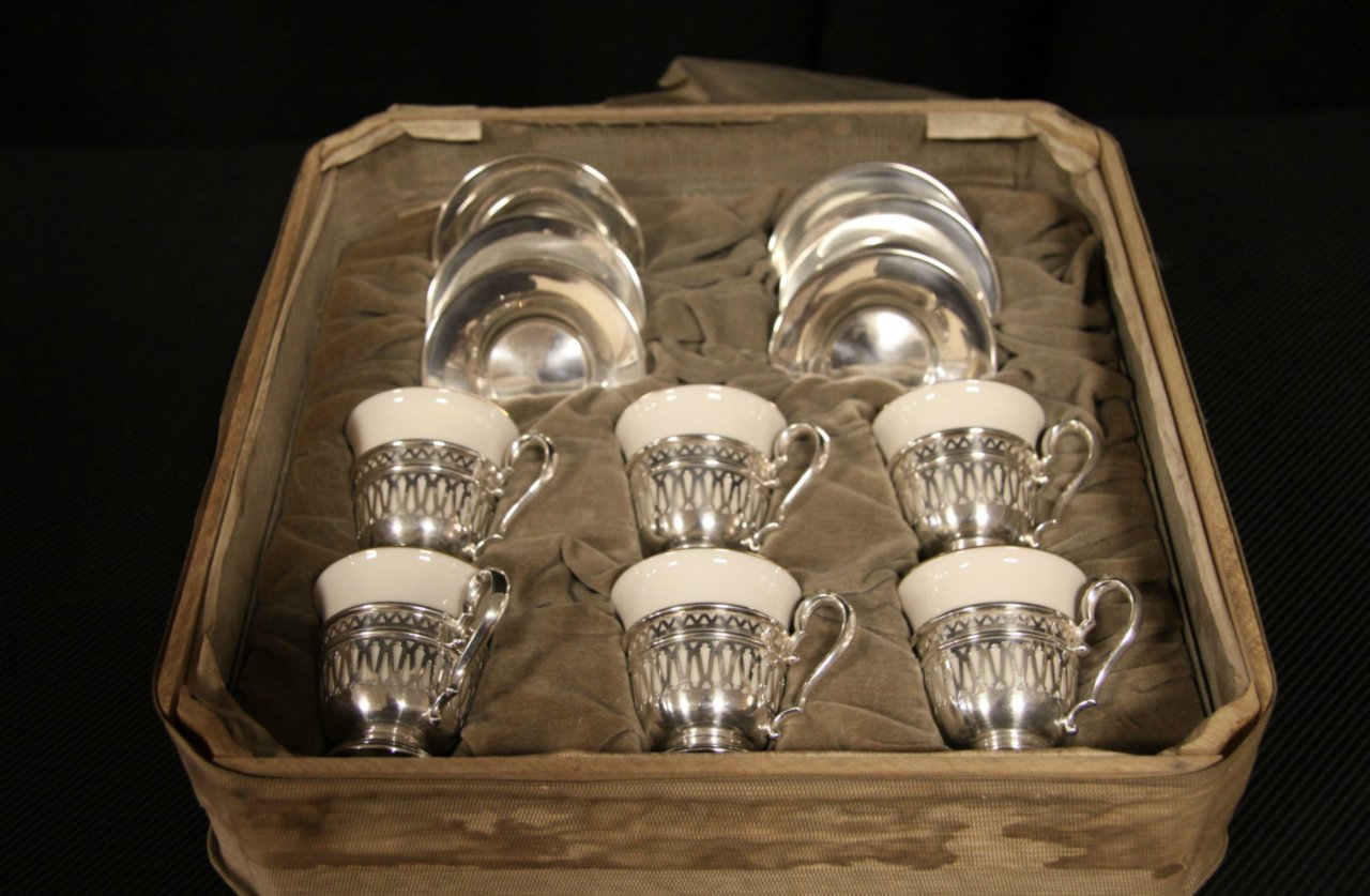 Sterling Crosshatch Espresso Cups, Set of 4