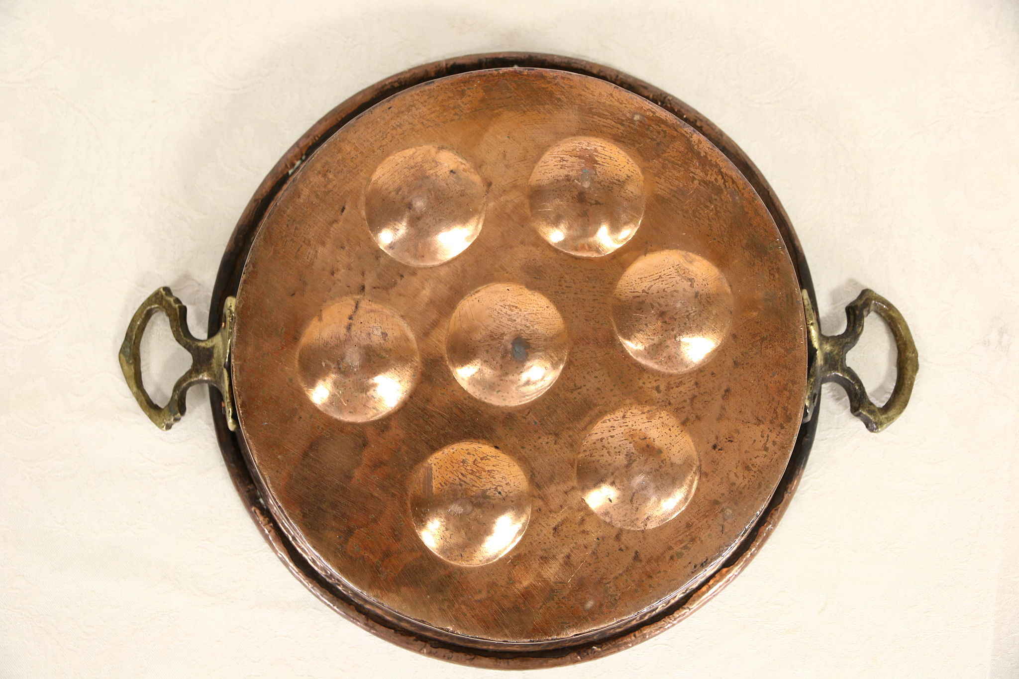 w Brass Handles Turkish Hammered Copper Bowl 