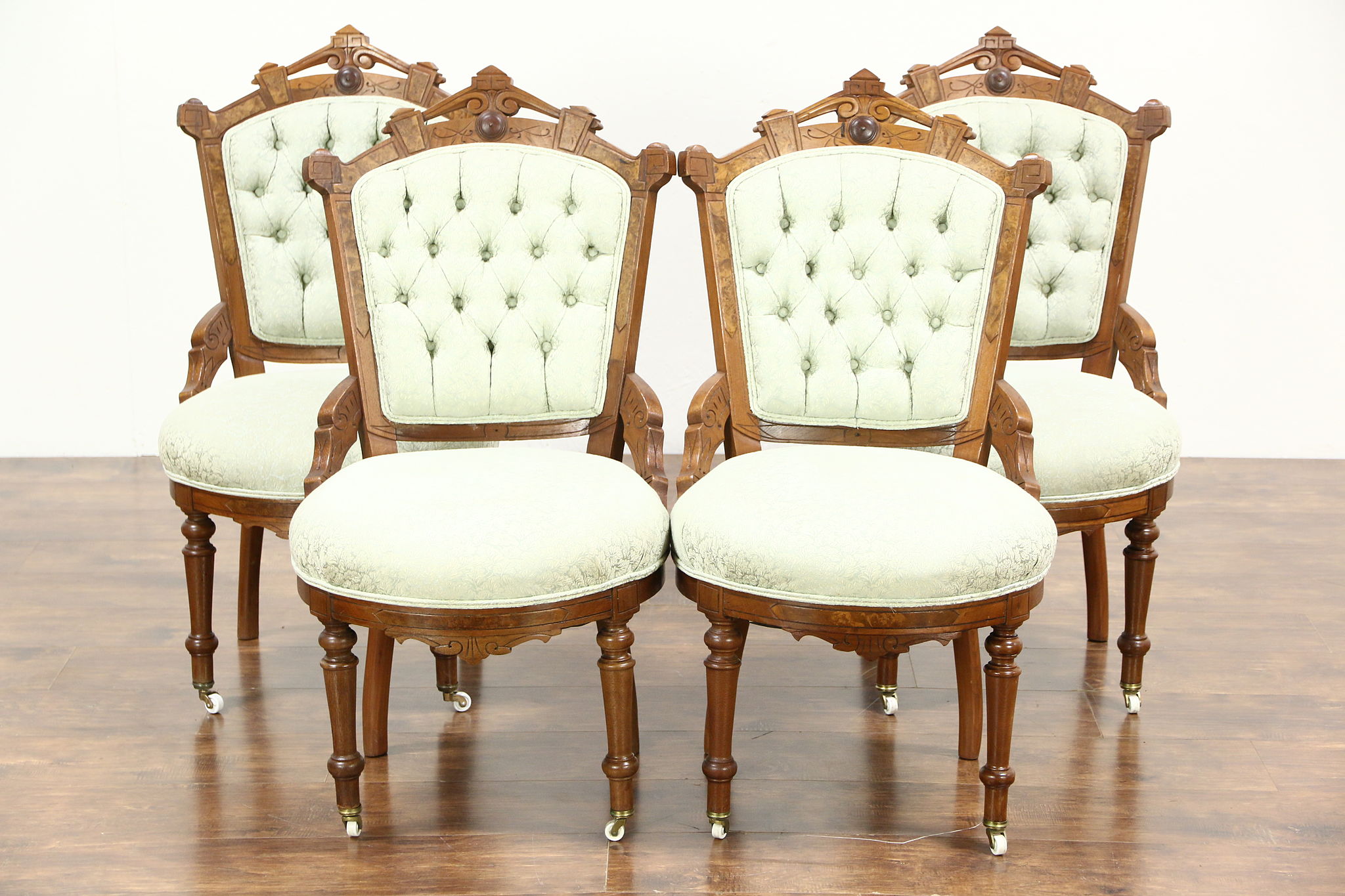 Sold Victorian Eastlake Antique Set Of 4 Walnut Game Breakfast Or Parlor Chairs Harp Gallery Antiques Furniture,How To Bleach Clothes Fashion