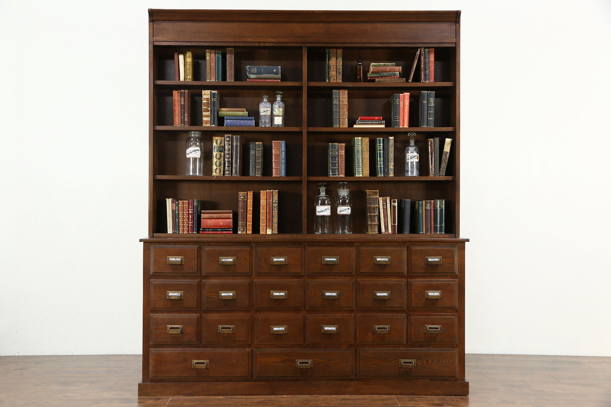 Sold Apothecary Drug Store 1890 Antique Oak Counter Pantry