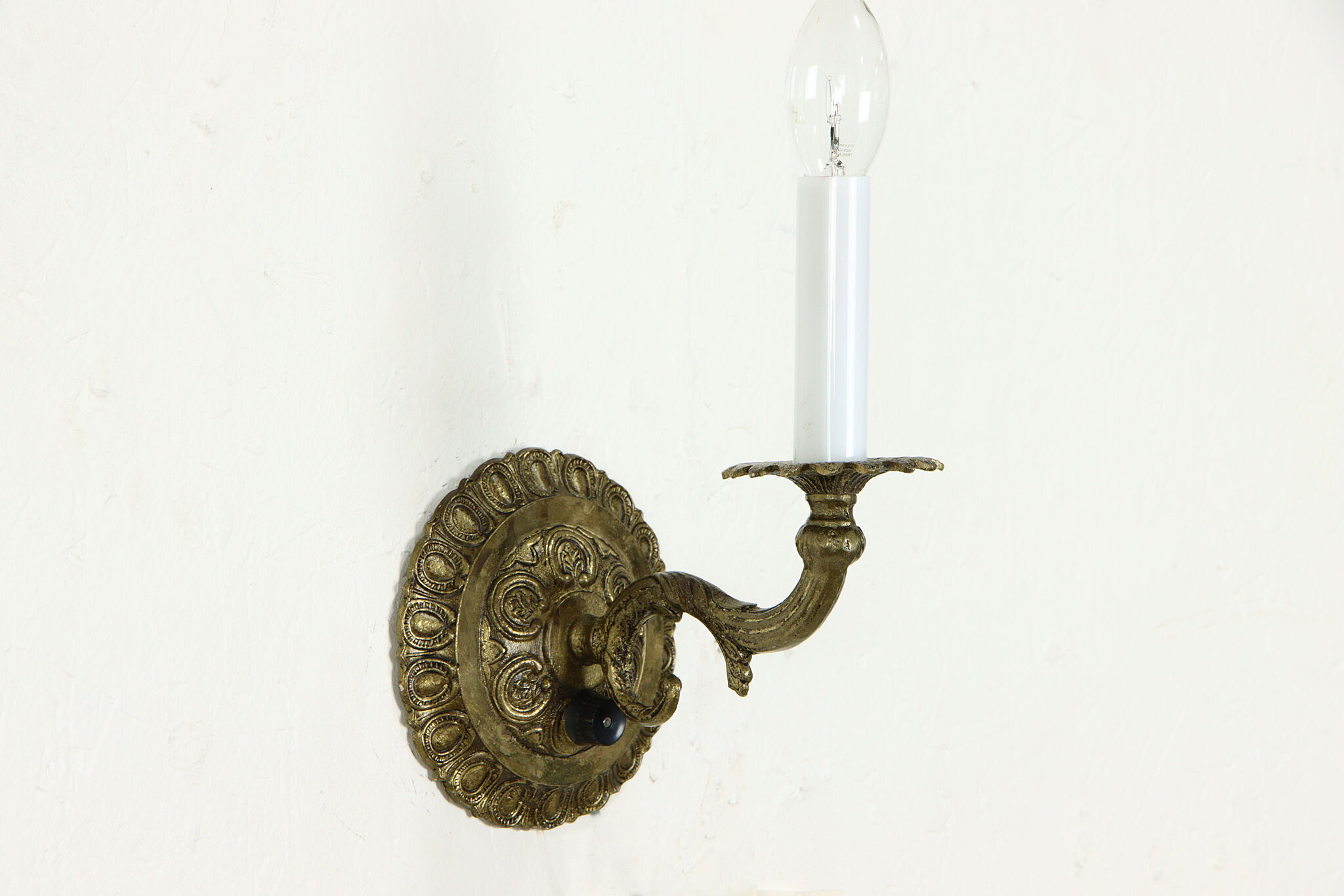 Vintage Solid Brass Single Large Candle Wall Sconce