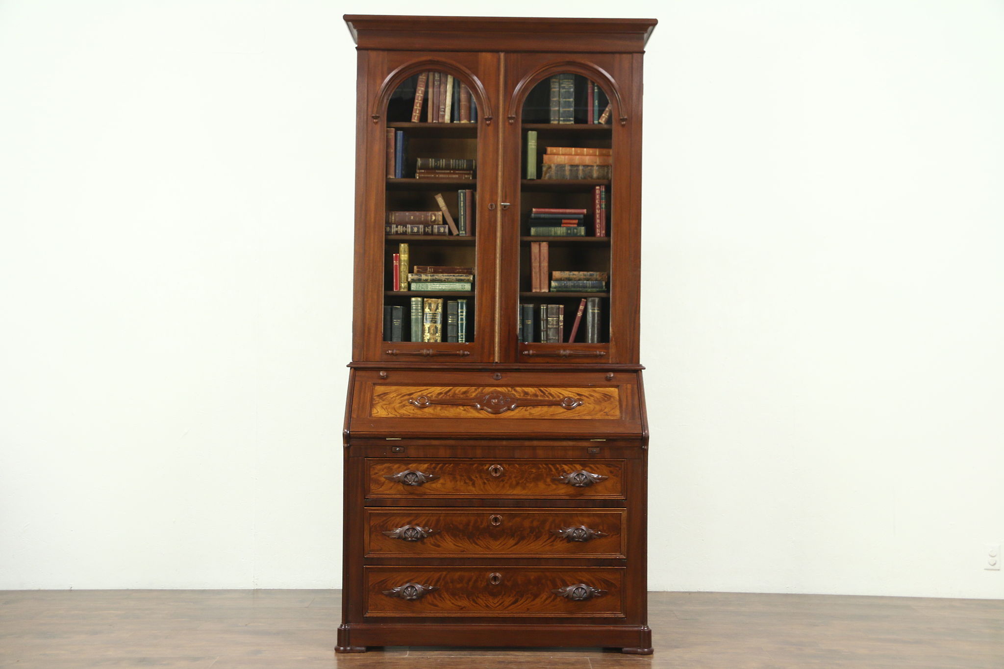 Sold Victorian Antique 1870 Mahogany Secretary Desk Bookcase