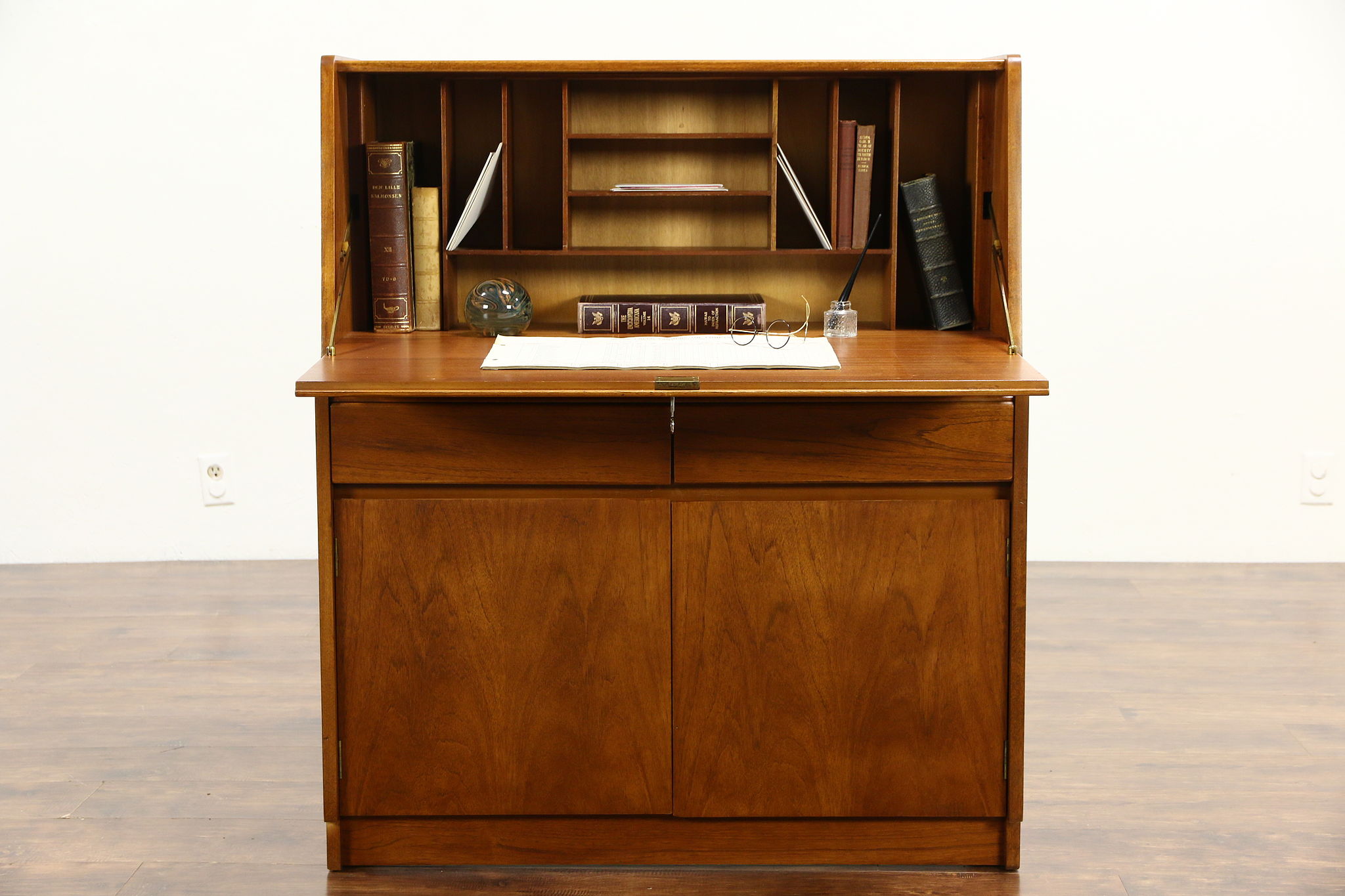 Sold Midcentury Modern 1960 Vintage Teak Secretary Desk Signed