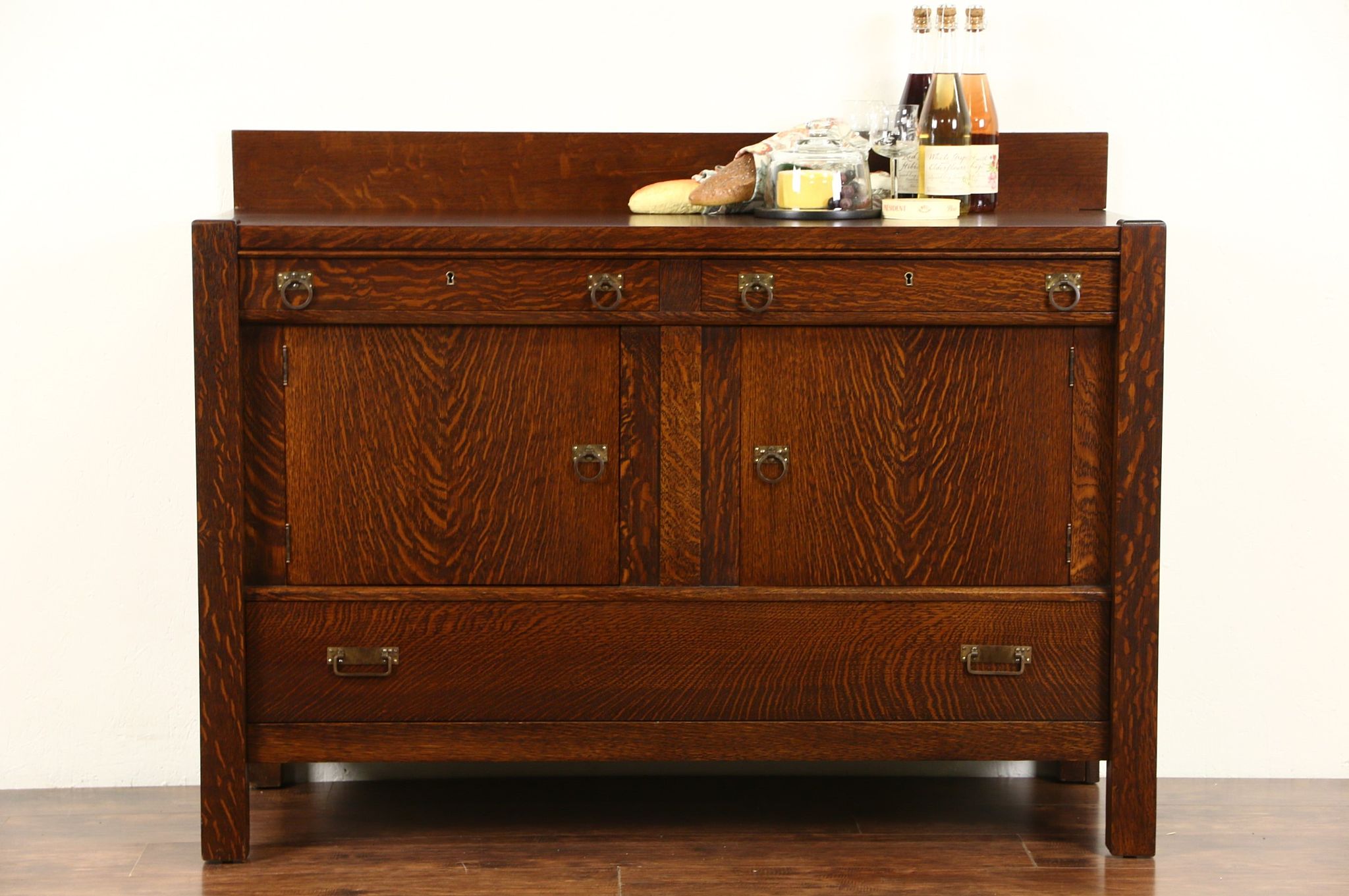 Arts and crafts mission oak sideboard buffet with drawers and cabinets deals
