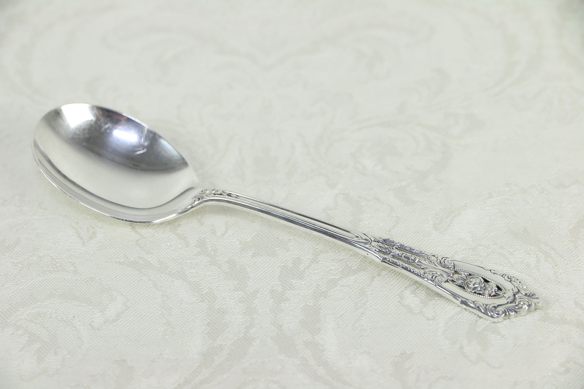 Wallace Rose Point Cream Soup Spoon Sterling Silver Flatware 