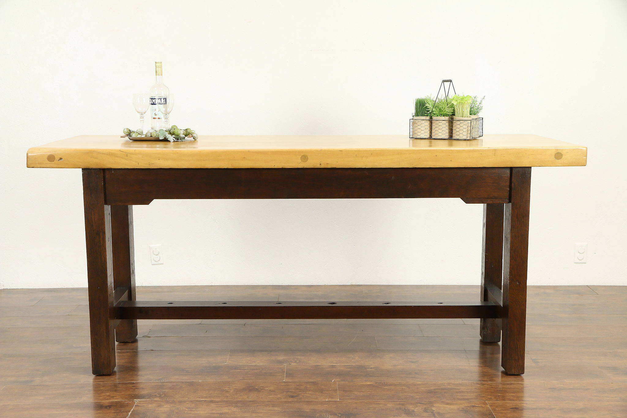 Sold Butcher Block Kitchen Island Counter Or Stool Height Dining Table 30745 Harp Gallery Antiques Furniture