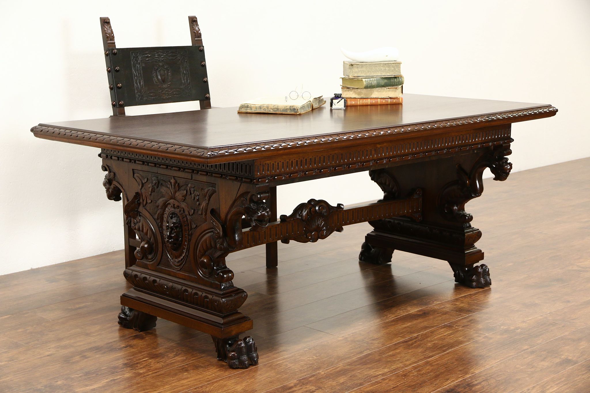 antique library table