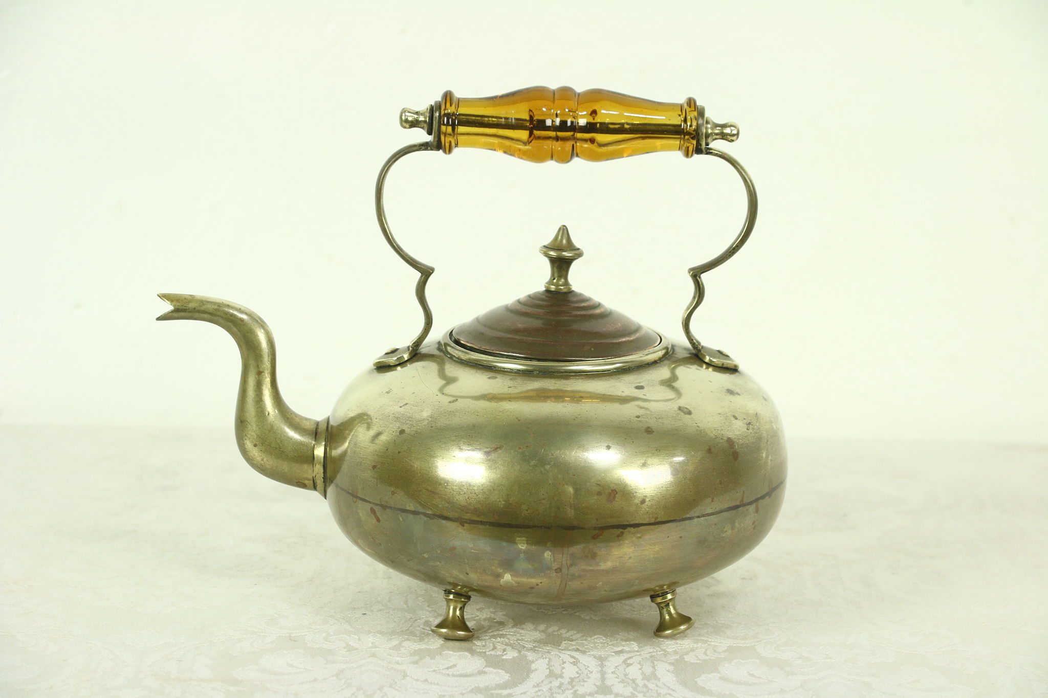 Antique Art Deco Copper Tea Kettle Teapot Solid Copper Made In USA