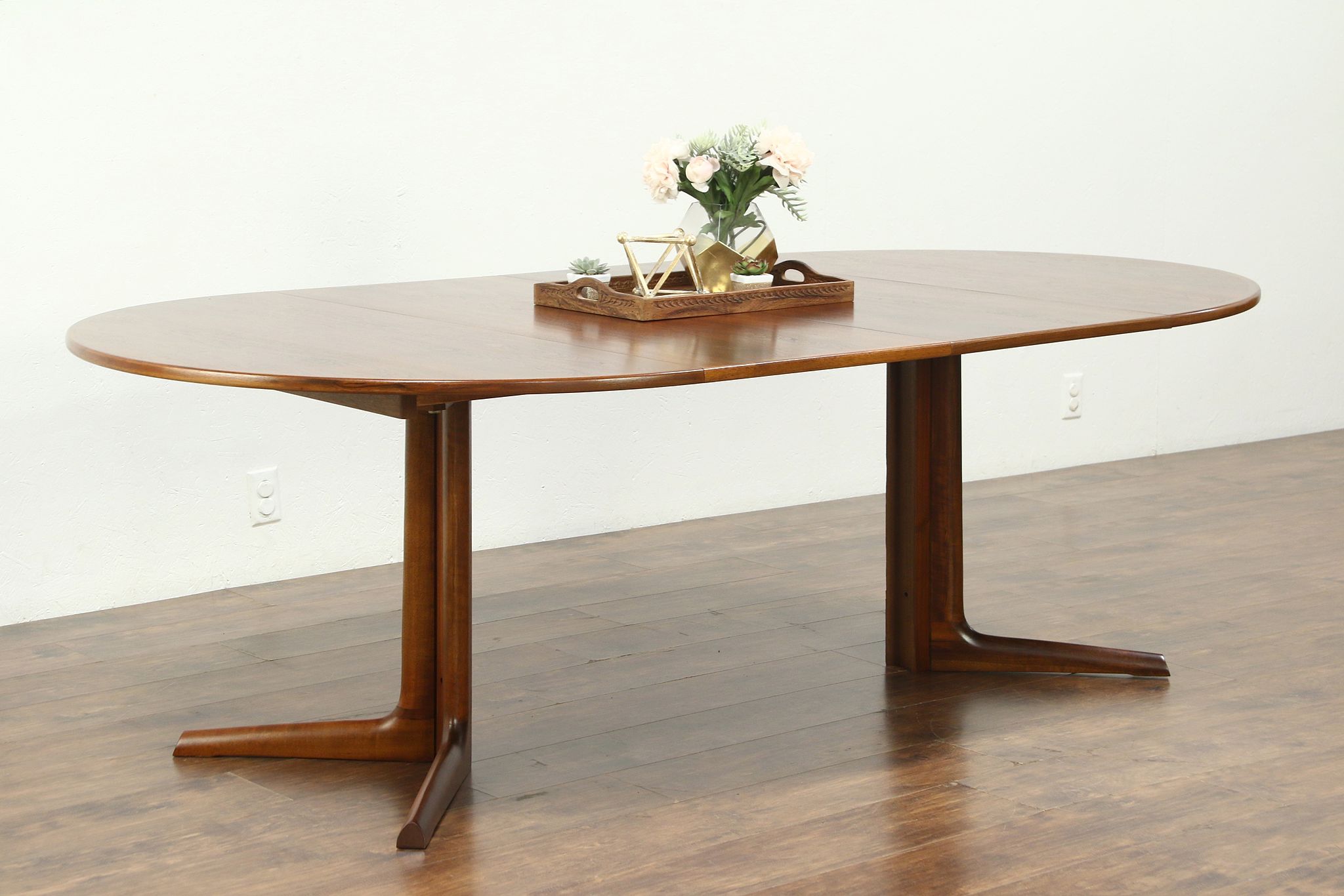 Sold Teak Midcentury Modern 1960 Vintage Dining Table 2 Leaves Extends 86 28636 Harp Gallery Antiques Furniture