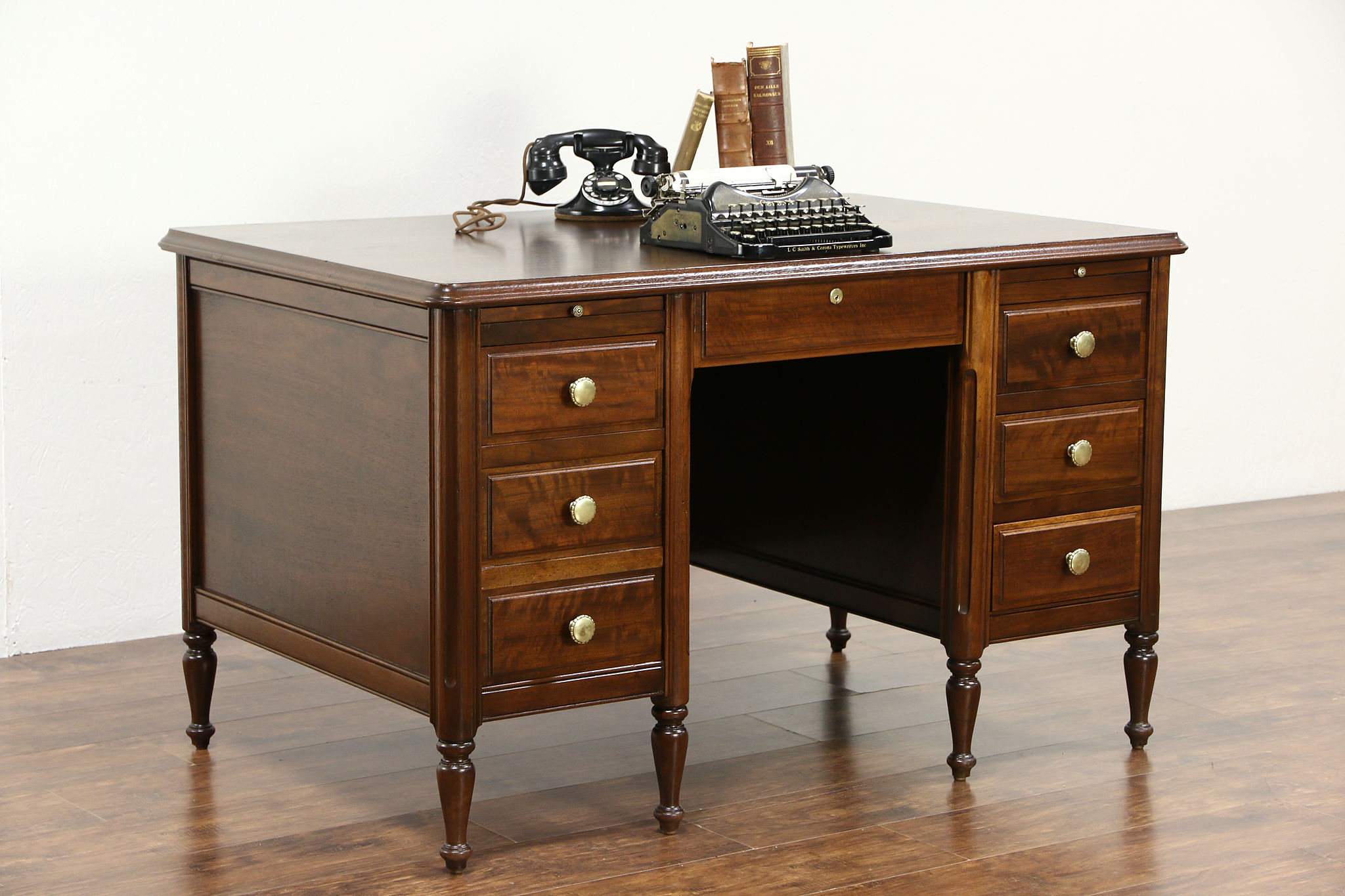 Sold Walnut 1925 Antique Library Or Office Desk File Drawer