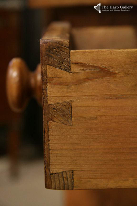 side of country drawer with large dovetails