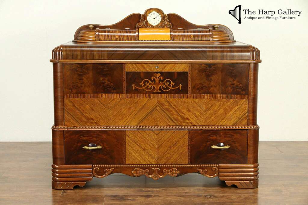 Art Deco antique dresser with intricate veneer work