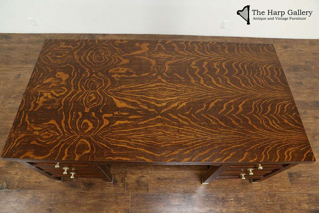 intensely visible wood grain on surface of antique desk