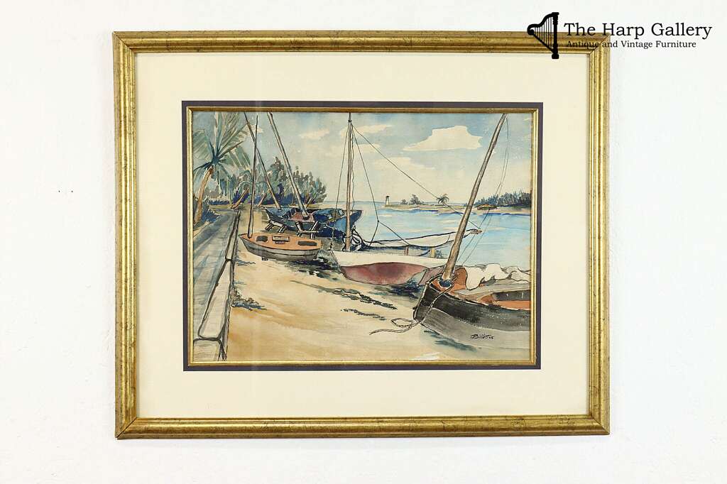 vintage print of a moored sailing ship