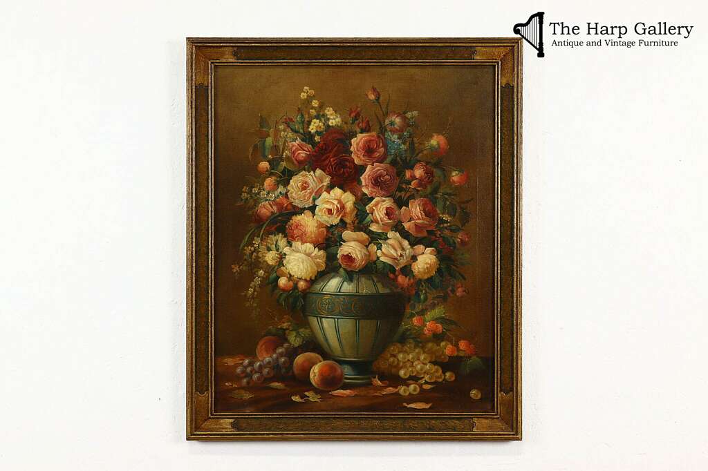 Victorian painting of a flower bouquet