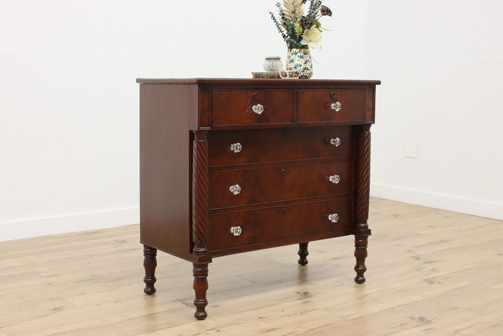 Antique Flame Mahogany Dresser 