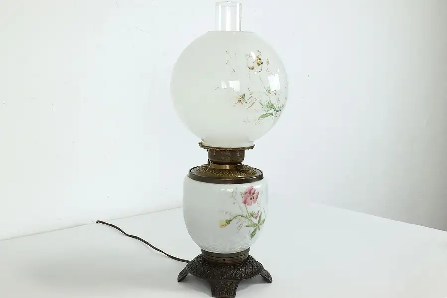 Main image of Victorian Antique Farmhouse Gone with the Wind Lamp, Electrified