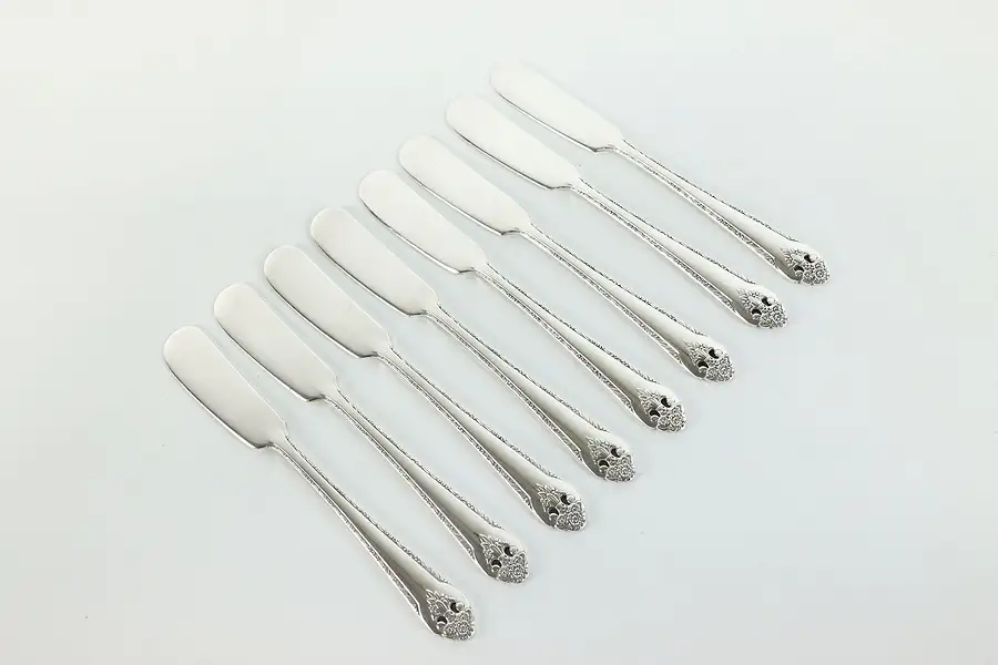 Main image of Set of 8 Victorian Antique Silverplate Butter Knives, Holmes & Edwards