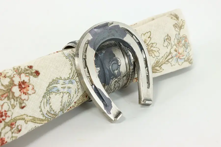 Main image of Victorian Antique Silverplate Napkin Ring on Horseshoe