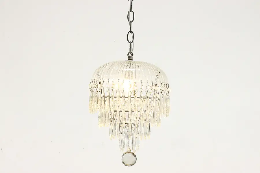 Main image of Traditional Vintage Small Chandelier or Hall Light, Crystal Prisms
