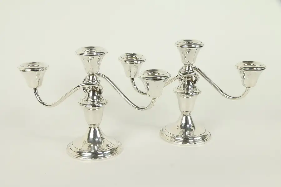 Main image of Pair of Sterling Silver Convertible Weighted Triple Candelabra, Whiting