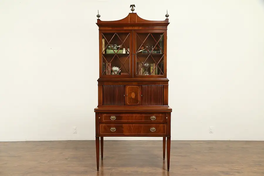 Main image of Traditional Federal Style Mahogany Vintage Secretary Desk & Bookcase