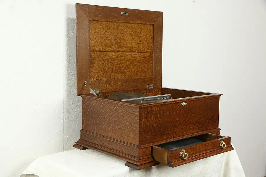 Main image of Stella Marmod Freres Antique 17" Disc Music Box, Oak Case, Swiss
