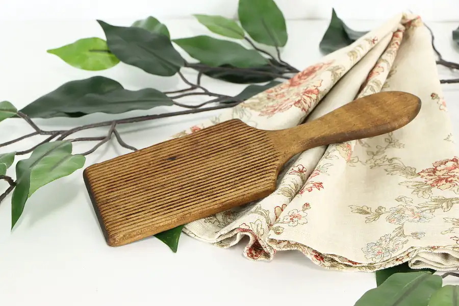 Main image of Antique Hand Carved Farmhouse Wooden Kitchen Butter Paddle