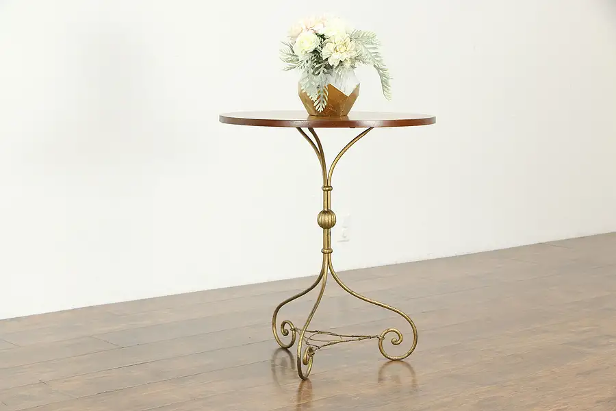 Main image of Star Design Inlaid Marquetry 1930 Vintage Lamp or Chairside Table