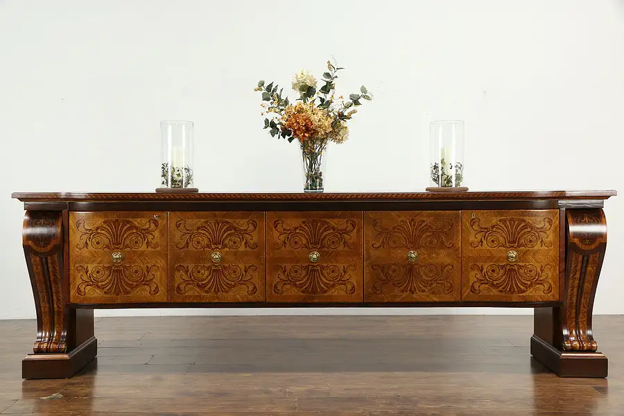 Main image of Inlaid Marquetry Italian Vintage Bar Cabinet Credenza Sideboard or Buffet