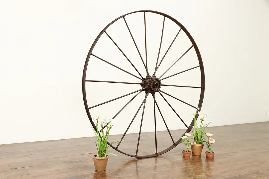 Main image of Cast Iron Farmhouse Antique Industrial Salvage 55" Wheel with Spokes