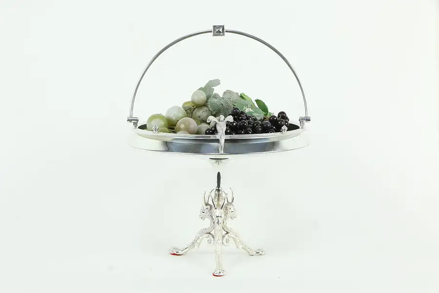 Main image of Victorian Antique Silverplate Basket Stand, Birds & Griffins, Rogers