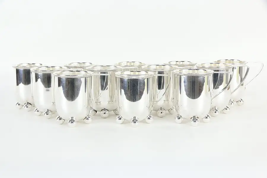 Main image of Set of 12 Silverplate Antique Julep or Mulled Wine Cups, Signed OFD
