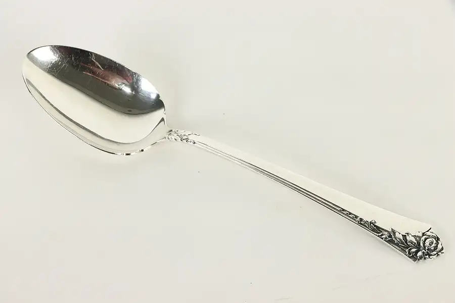 Main image of Sterling Silver Heirloom Damask Rose Serving Spoon 8.25"