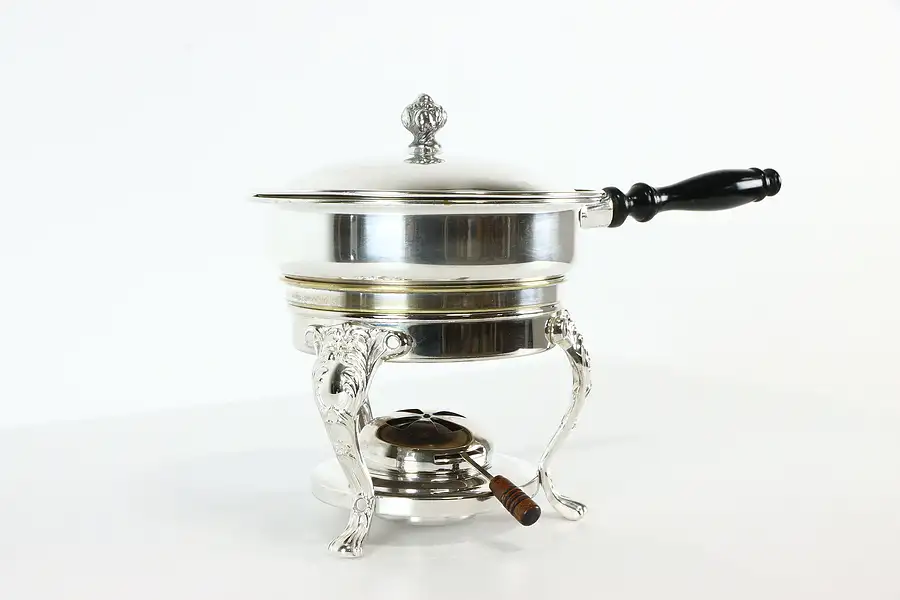 Main image of Silverplate Vintage Chafing Dish, Water Bath, Alcohol Burner