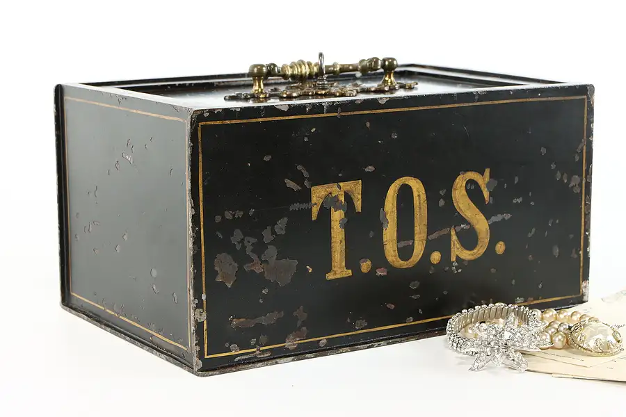 Main image of Victorian 1850's Antique Iron Railroad Strong Box, Treasure Chest or Safe