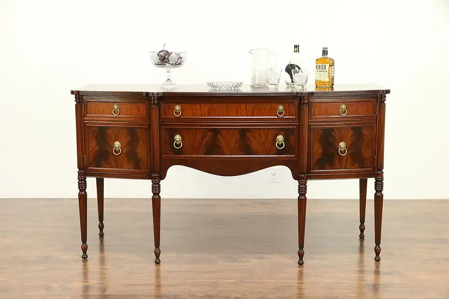 Main image of Sheraton Mahogany Vintage Sideboard, Server or Buffet, Lion Pulls