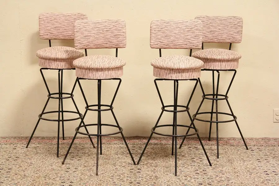 Main image of Set of 4 Midcentury Modern 1950's Vintage Bar Stools