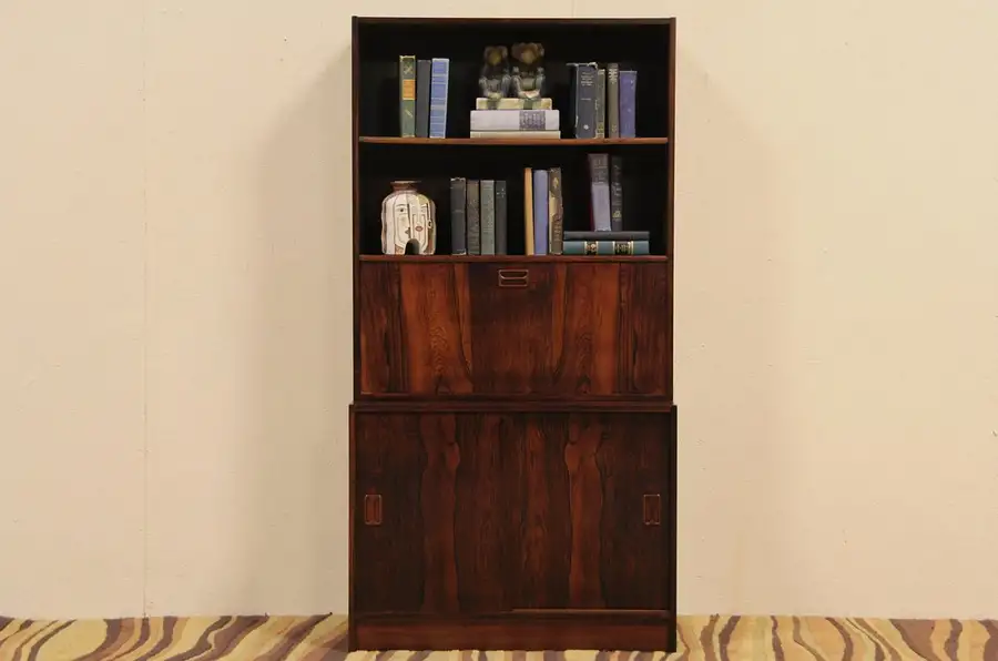 Main image of Midcentury Danish Modern Secretary Desk & Bookcase 1960 Vintage