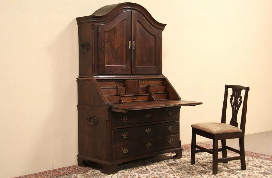 Main image of Oak 1780 Antique Italian Secretary Desk & Bookcase