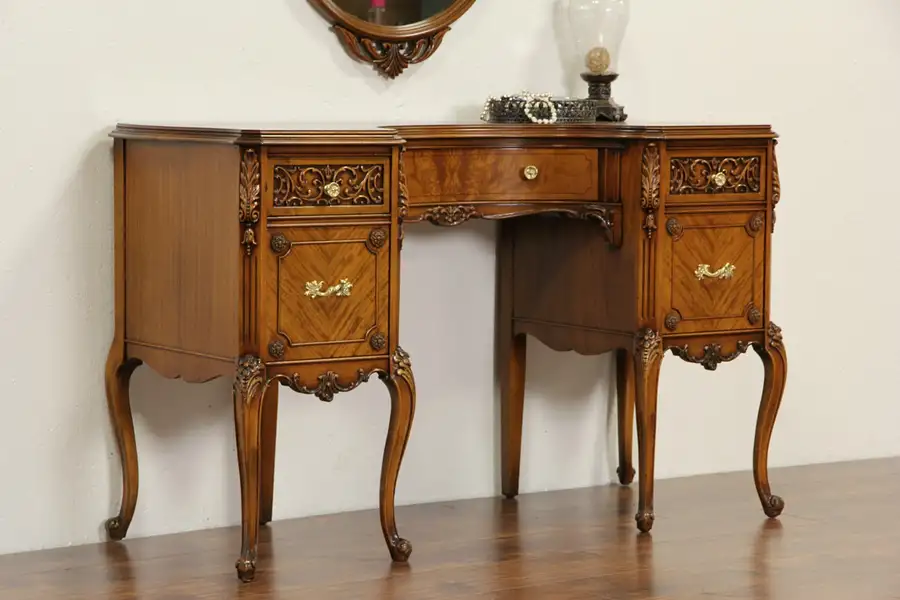 Main image of French Style 1940's Satinwood Dressing Table Desk or Vanity