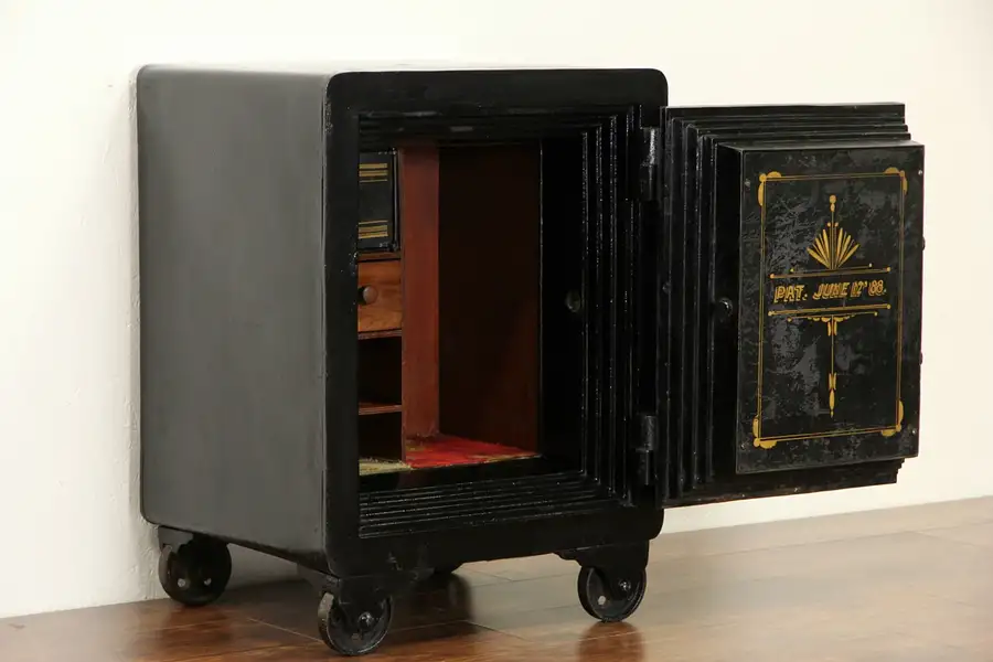 Main image of Cast Iron Antique Safe, Combination Lock, Pat 1888