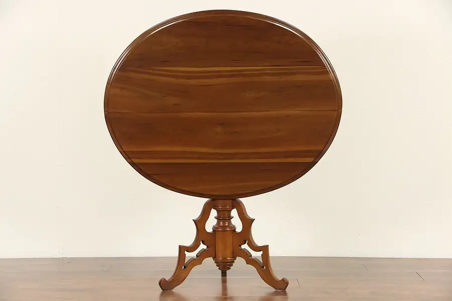 Main image of Cherry 1840's Antique Oval Tilt Tip Breakfast, Game or Tea Table