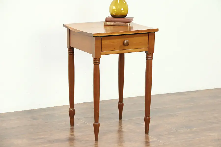 Main image of Sheraton Antique 1825 Cherry Nightstand or End Table, Ohio
