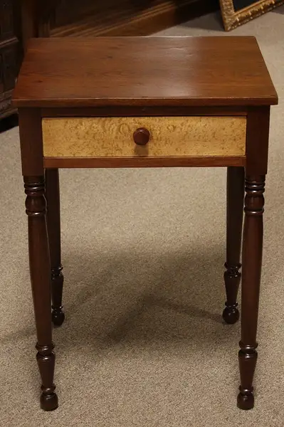 Main image of Sheraton New England 1830's Table, Birdseye Drawer