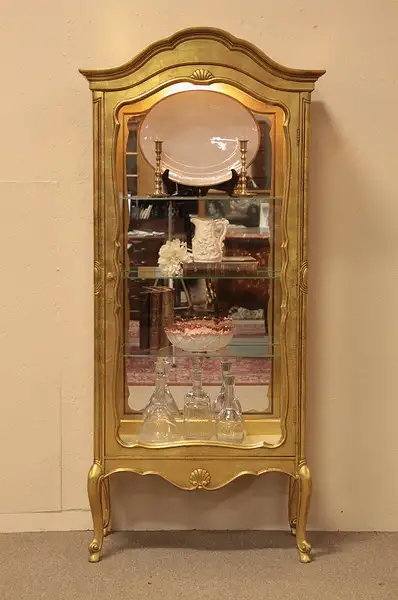 Main image of Gold Curio Cabinet or Vitrine