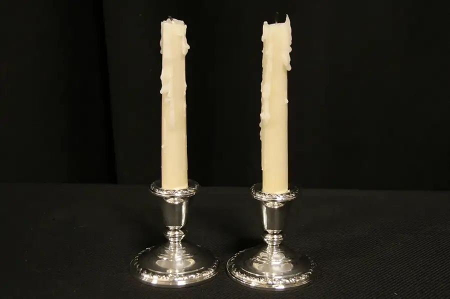 Main image of Pair of Vintage Weighted Sterling Silver Candlesticks