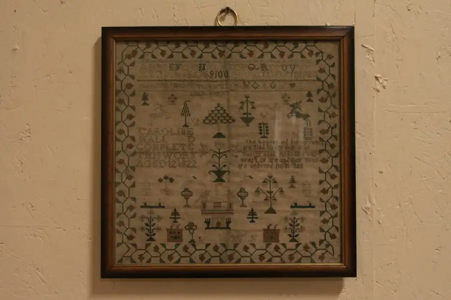 Main image of Sampler Antique Stitchery, Signed Caroline Hall Aged 12, 1822