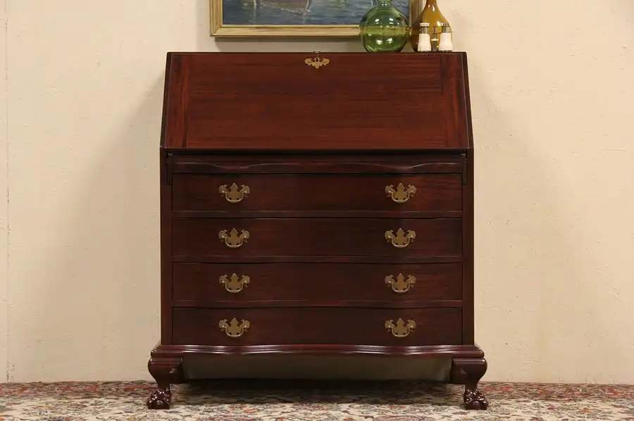 Main image of Maddox NY 1950 Vintage Secretary Desk, Claw & Ball Feet, Secret Drawers
